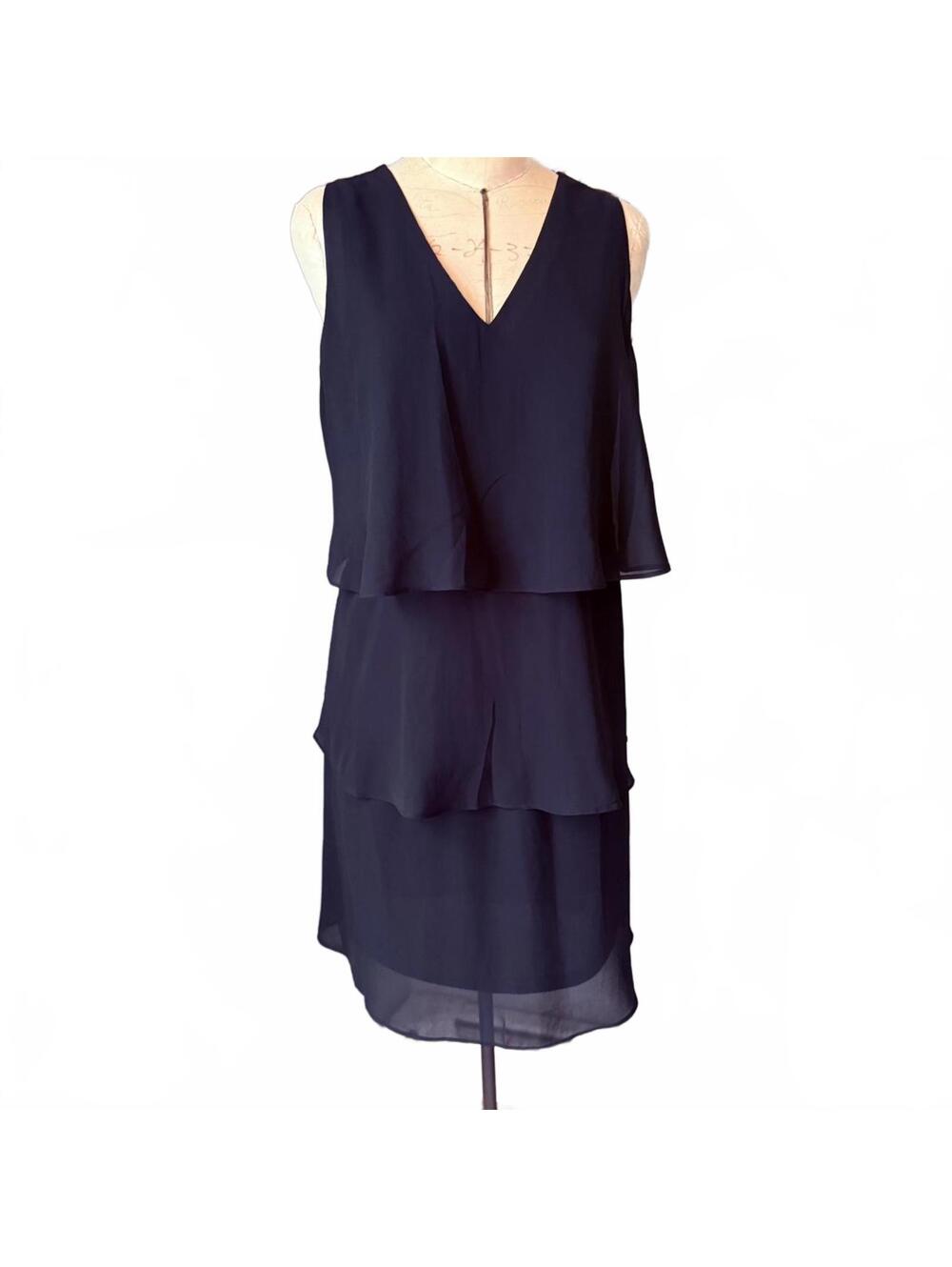 Chiffon Tiered Black Dress